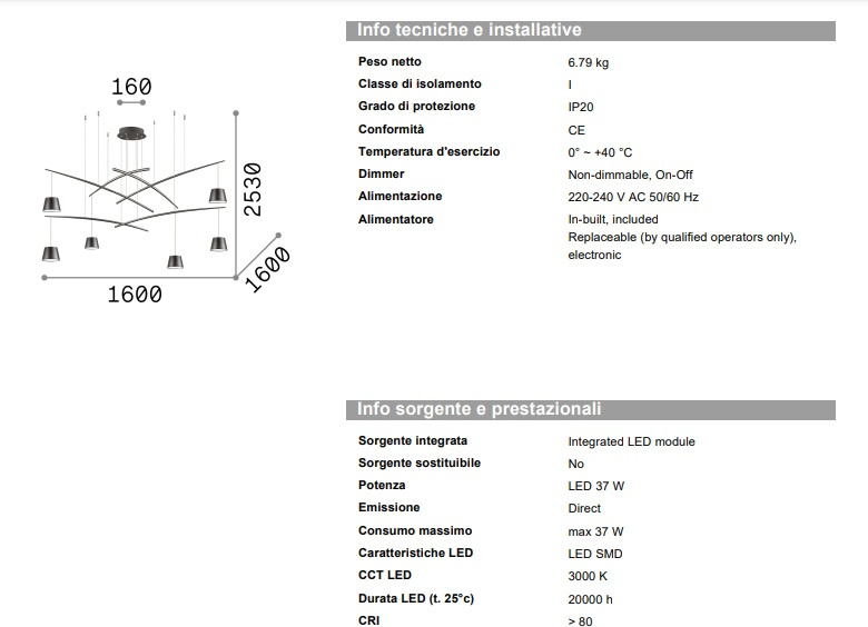 Taklampa Fish SP6, Ideal Lux-196992