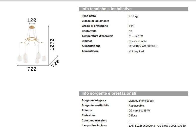 Taklampa Karousel SP6, Ideal Lux-206387