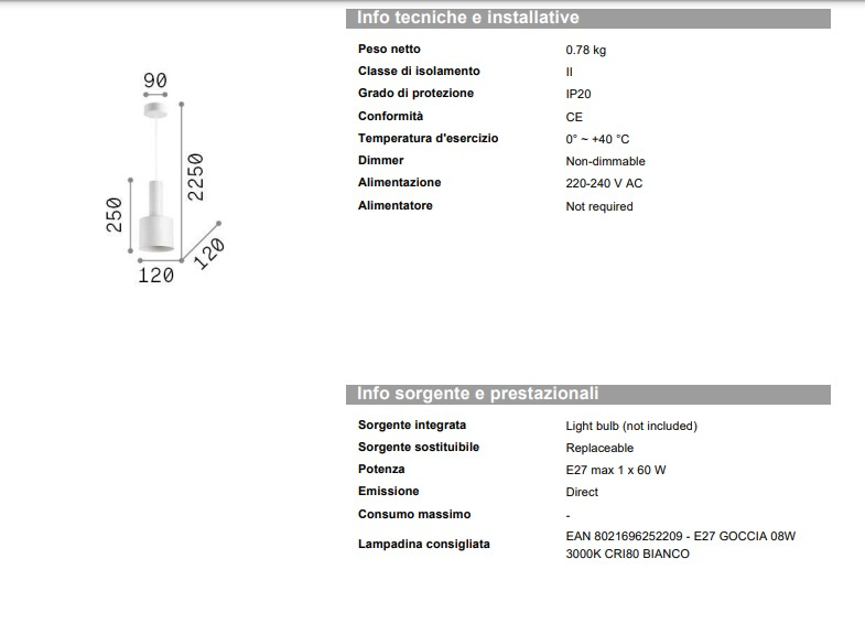 Hängande lampa Holly SP1 guld, Ideal Lux-231570
