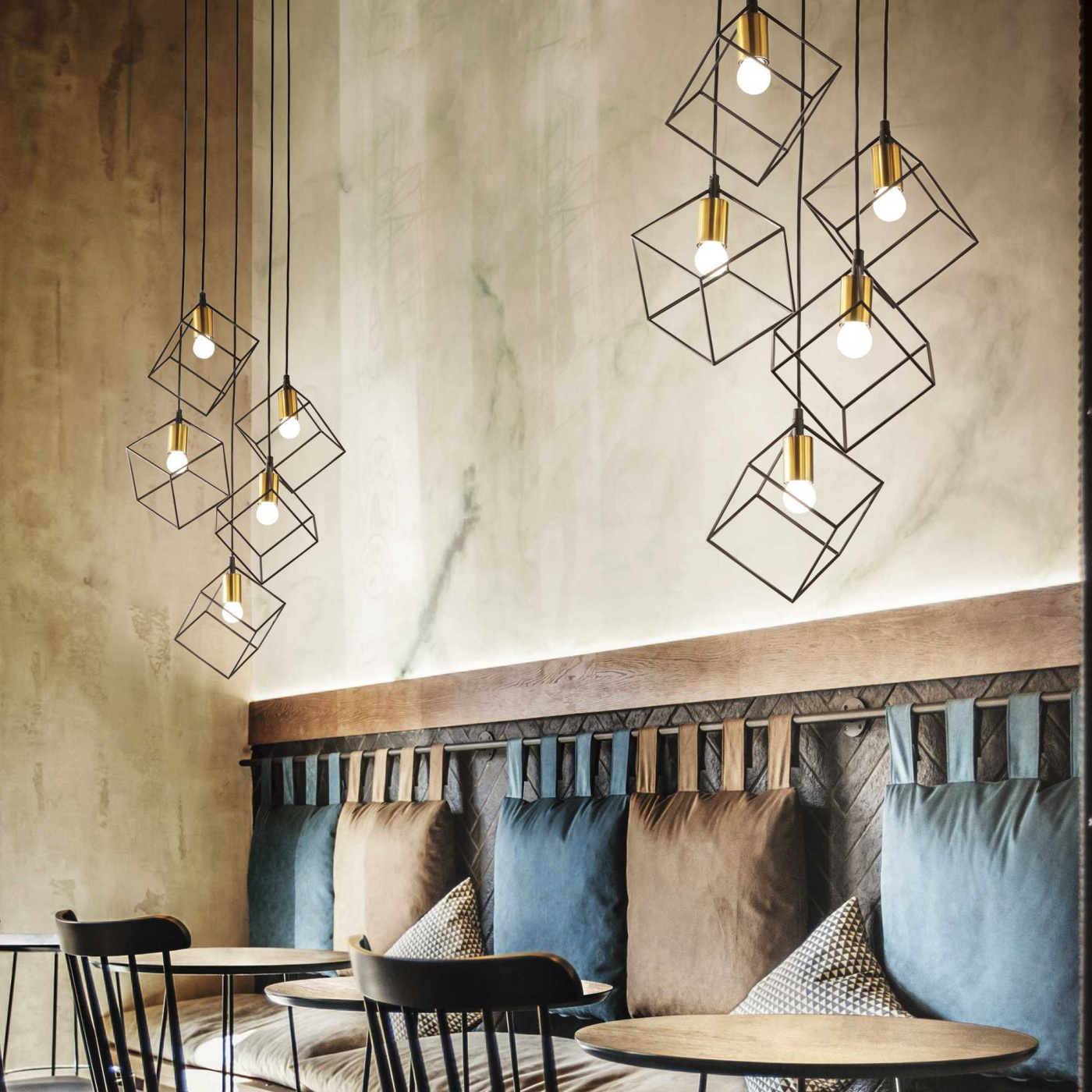 Suspensionslampor Ice SP5, svart, Ideal Lux-237664