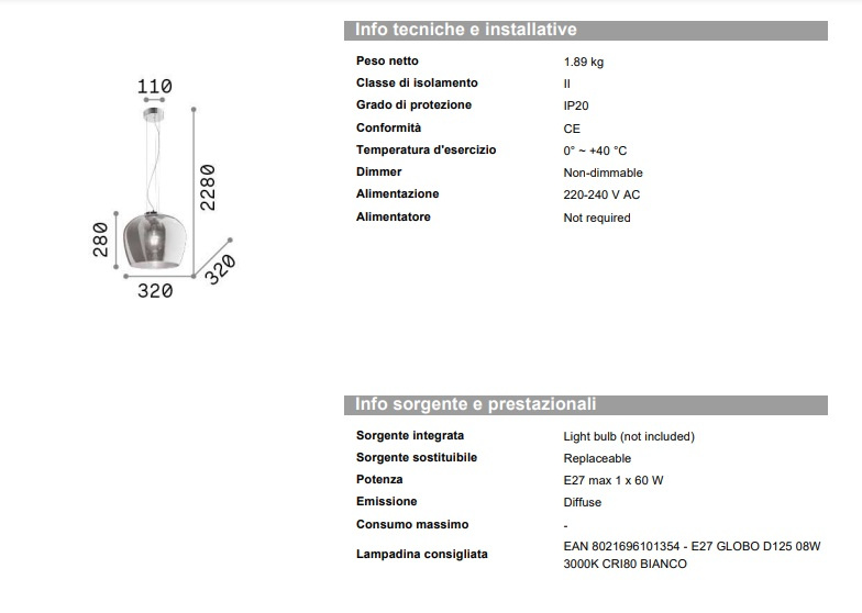 Hänglampa Ideal Lux Blossom SP1-241524