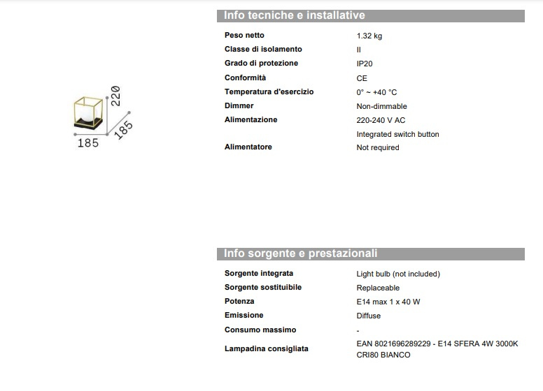 Bordslampa Ideal Lux Lingotto TL1-251127