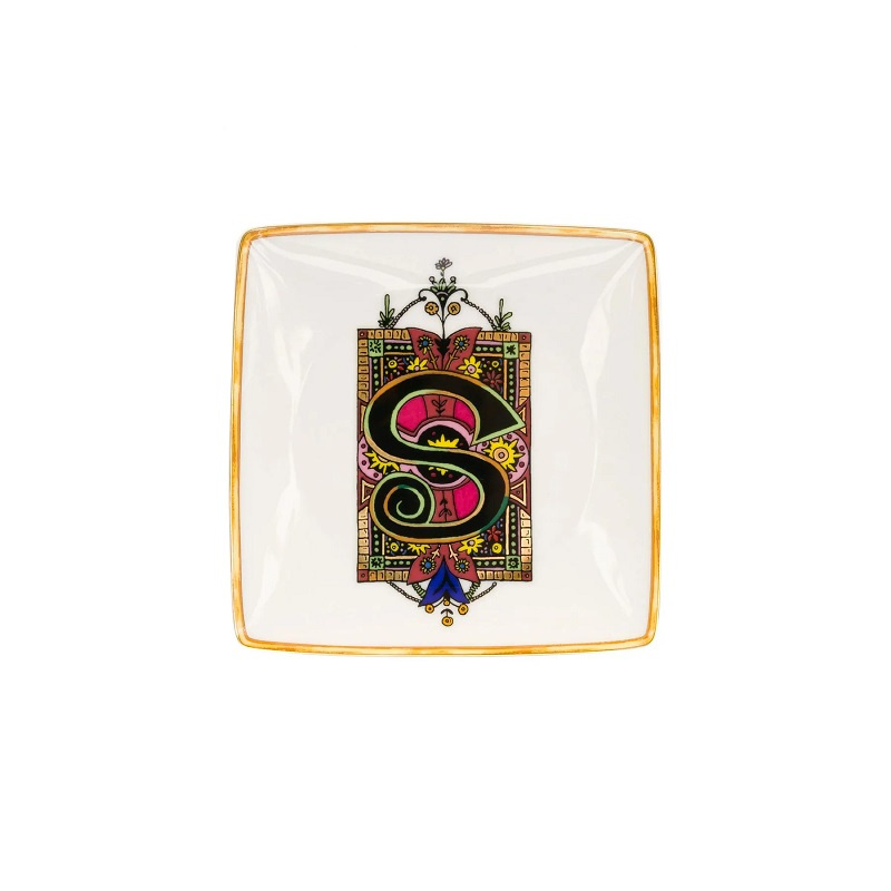 Versace Holiday Alphabet S skål 12 cm kvadratisk platt, 376340