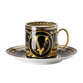 Versace Virtus Gala espressokopp med svart fat, 19335-14715 Versace Virtus Gala espressokopp med svart fat, 19335-14715