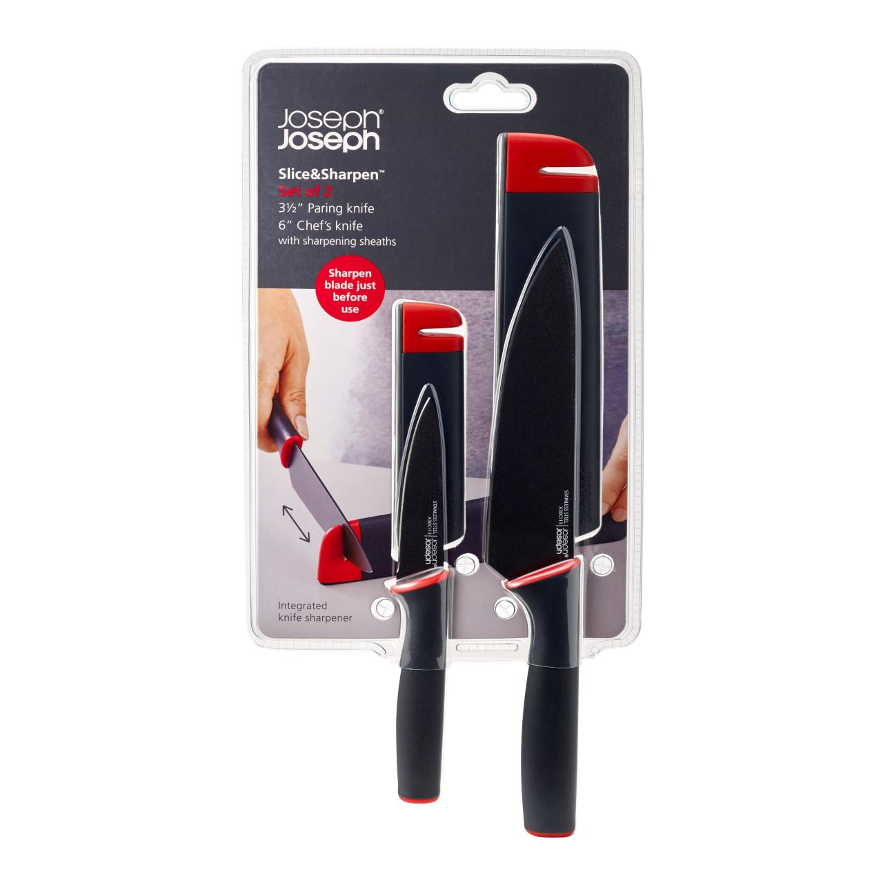 Set med 2 knivar med integrerad keramisk vässare - Joseph Joseph-J10146