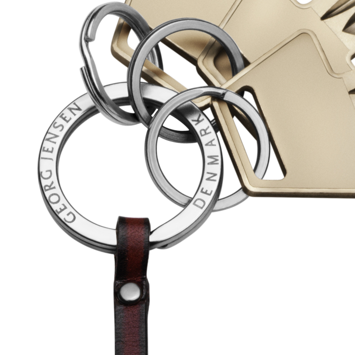 Elefant nyckelring - Georg Jensen, rostfritt stål och läder, silver med brunt, 3584888