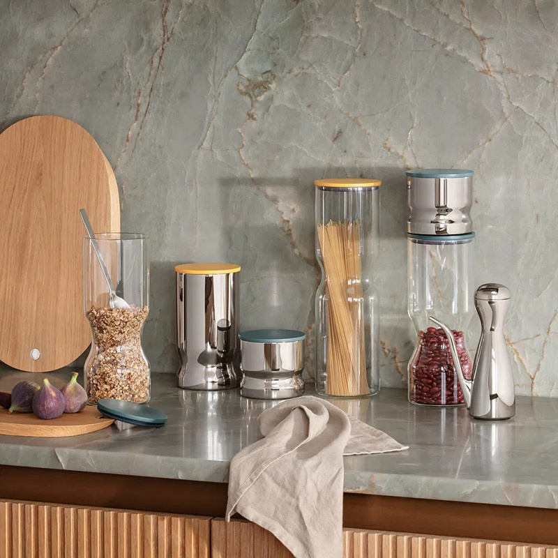 Georg Jensen ALFREDO Behållare med lock medium rostfritt stål/gul, 1L, 10020338