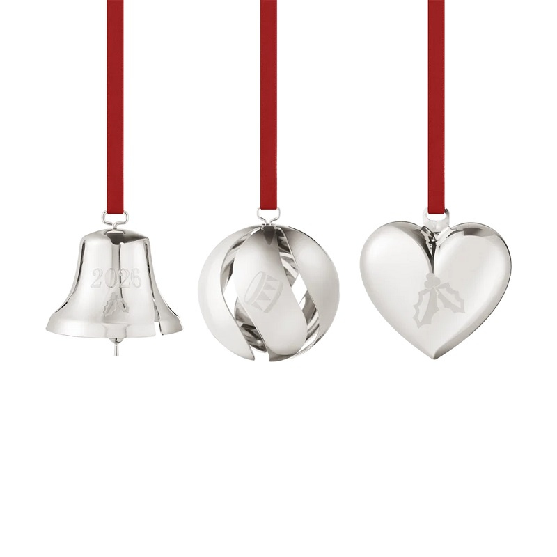 Georg Jensen CC 2026 Presentset Klocka, Boll, Hjärta, Palladiumplatta mässing, silver - 10021071