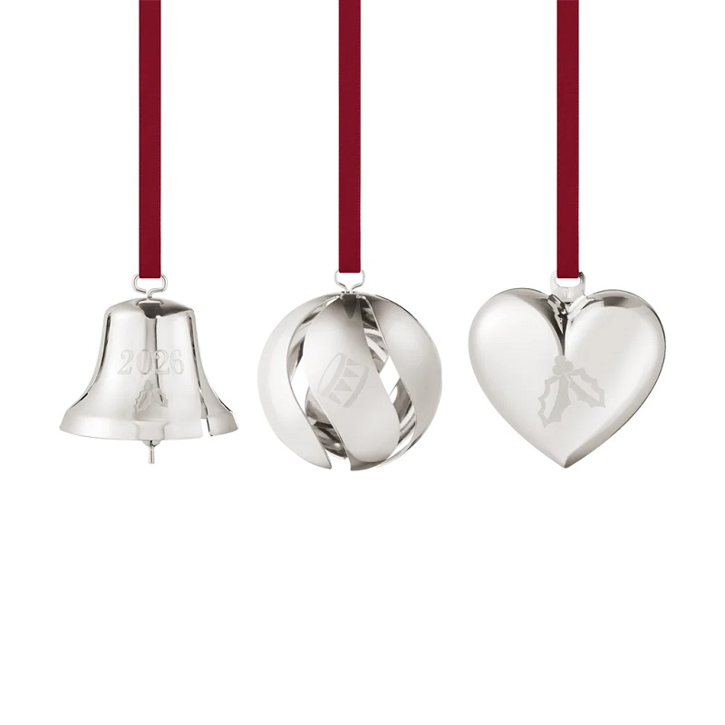 Georg Jensen CC 2026 Presentset Klocka, Boll, Hjärta, Palladiumplatta mässing, silver - 10021071