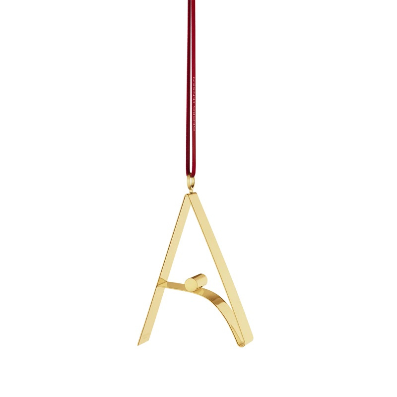 Georg Jensen 2026 CC Letter Ornament, A, 18KT guldpläterad mässing, 10021129A