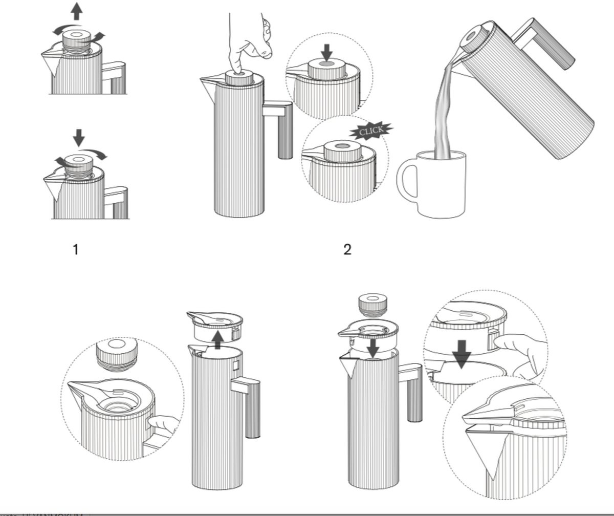 Alessi Termoskanna Plissé svart 1 liter, av Michele De Lucchi- MDL12 B