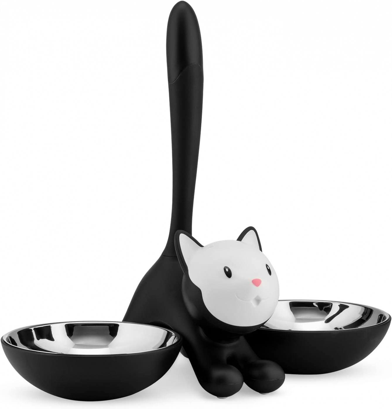 Tigrito dubbel kattskål, svart, Alessi- AMMI09 B