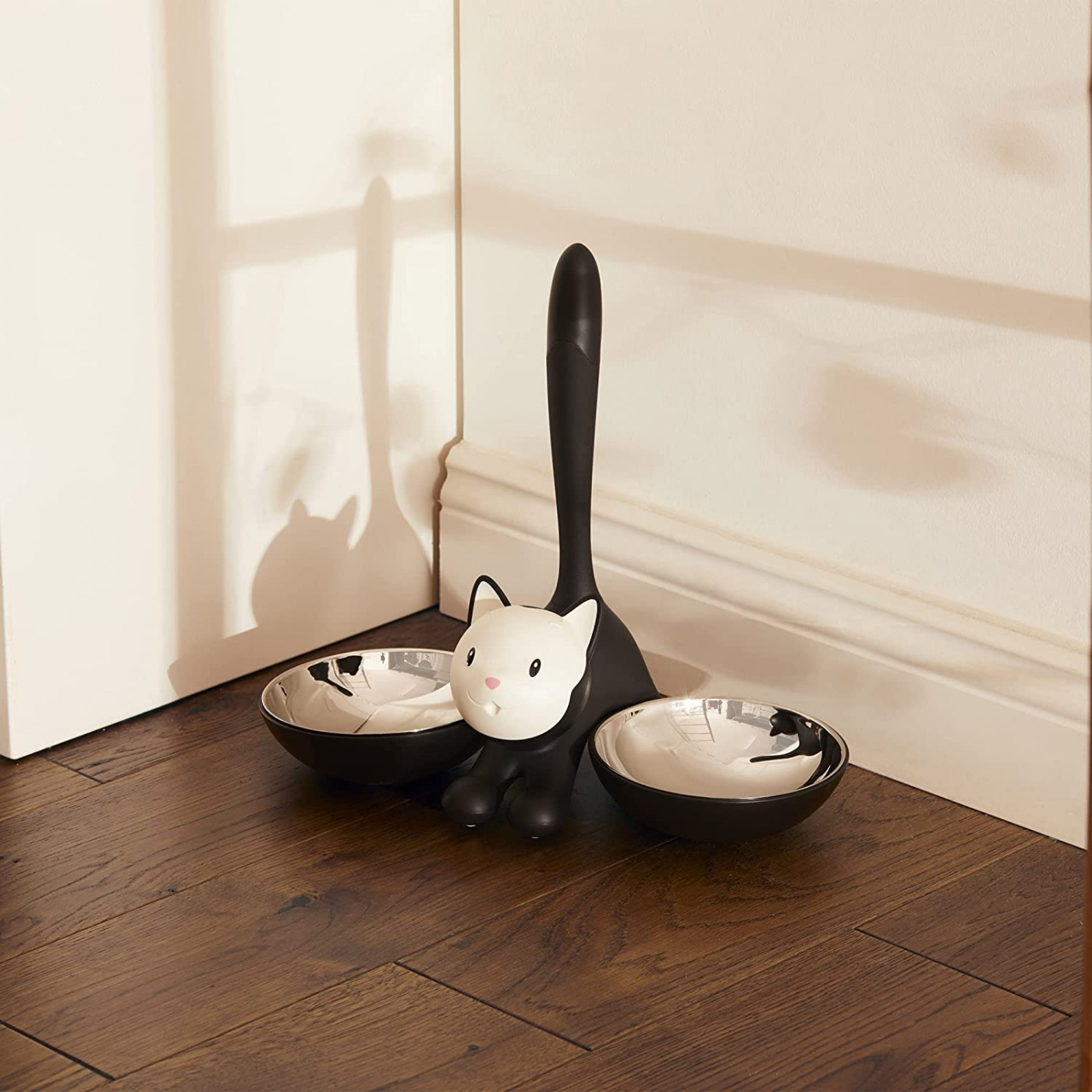 Tigrito dubbel kattskål, svart, Alessi- AMMI09 B