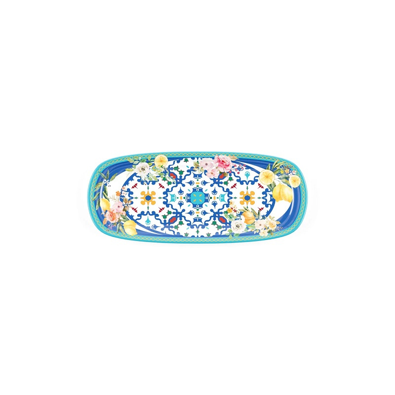 Guzzini melamin liten rektangulär bricka Blomma & Citron, 39,5x16,5xh2,5 cm,, 28190952